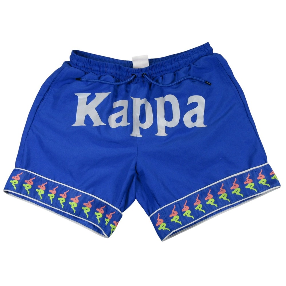 Kappa Mens Swim Shorts Large Blue Athletic Spellout Ladies Logo Tape Mesh Lined